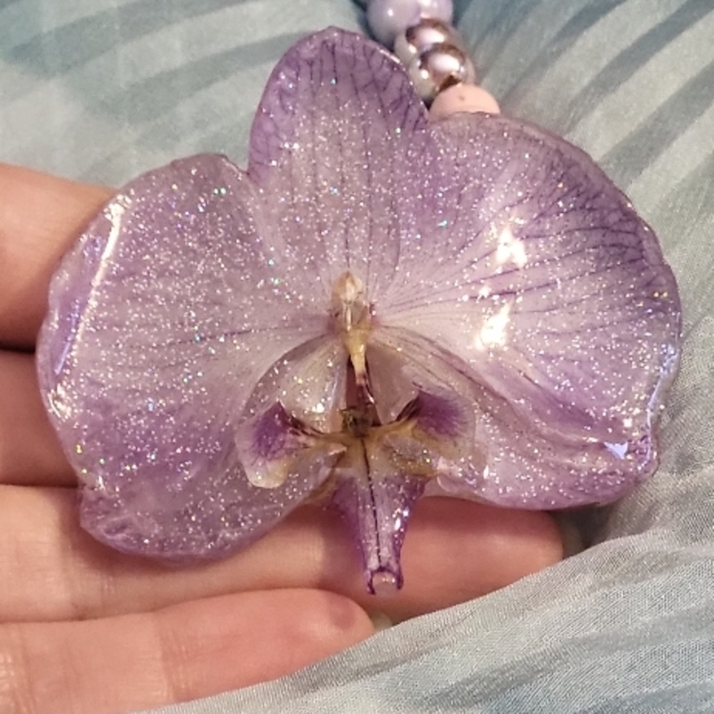 Elegant Purple Orchid Pendant Necklace